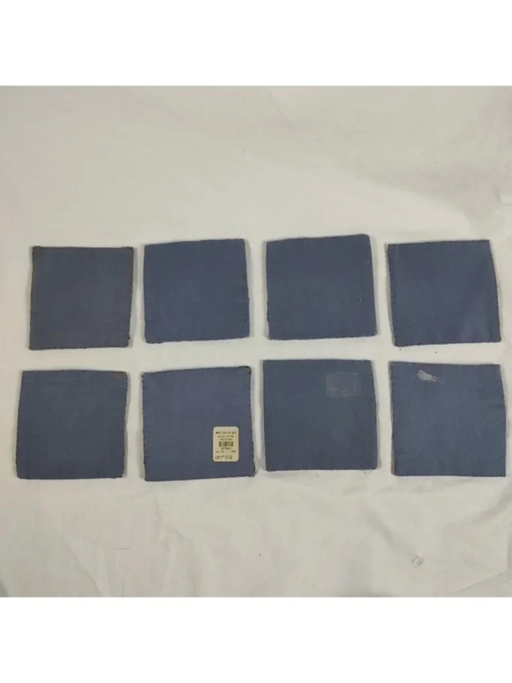 Williams Sonoma Indigo Beaded Cloth Square Coasters Set of 8